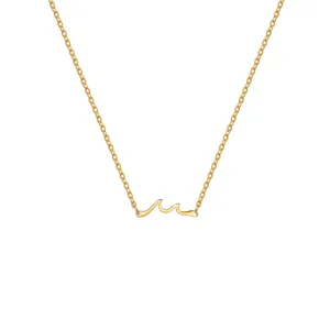 Minimalist Stainless Steel Sea Wave Pendant Necklace 18K Gold Plated Simple Delicate Wave Jewelry For Women Daily Wear Gift