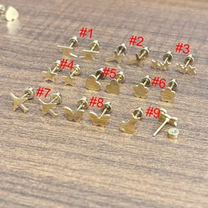 Flache 18K vergoldete Edelstahl-Knorpelohrringe mit 9 minimalistischen Designs