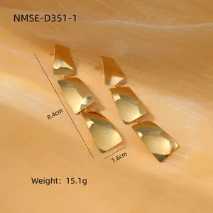 Elegant geometric fringe tassel drop earrings in gold plated stainless steel