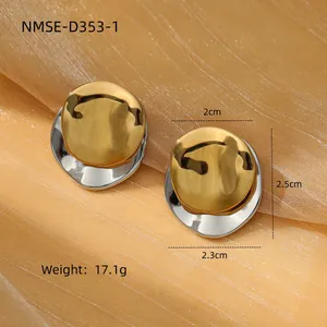 Irregular liquid-shaped heart earrings in gold and silver stainless steel minimalist style