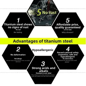 Détail de bijoux en acier titane montrant la texture durable et anti-rouille