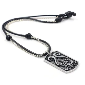 Vintage Alloy Pendant Necklace Men Gothic Punk Rock Style Dog Tag Crown Skull Cross Trident Dragon Astronaut Jewelry Gift