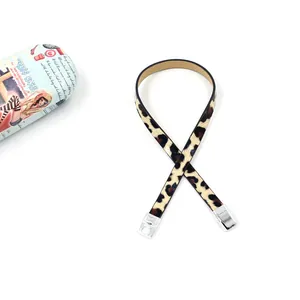 Minimalist leopard print PU leather multilayer bracelet with silver metal clasp