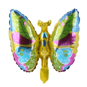 Colorful butterfly foil balloon for wedding and party decorations with golden details
