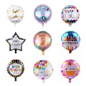 Happy Birthday Aluminum Foil Mylar Balloon Round Star Shaped Reusable Inflatable Party Decoration For Birthday Celebration