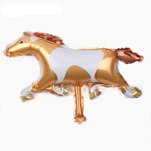 Mini cartoon horse shaped foil balloon with metallic gold finish for parties