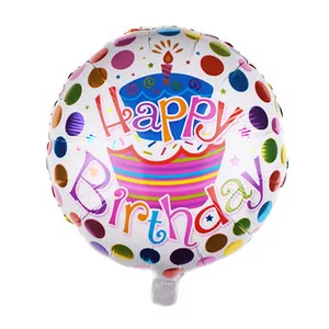 Ballon rond en aluminium de 18 pouces avec pois colorés et motif cupcake arc-en-ciel