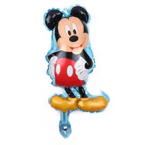Detailed view of Mickey Mouse shaped blue aluminum foil balloon for birthday party decorations