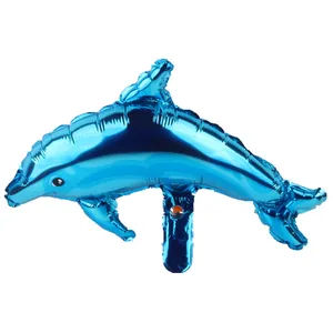 Mini blue dolphin foil balloon for ocean themed birthday party and wedding decorations