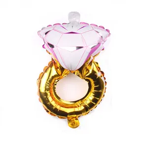 Mini diamond ring foil balloon in gold and pink for wedding and party decorations