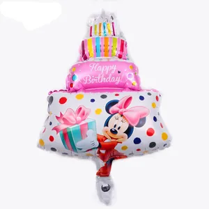 Ballon d'anniversaire Minnie Mouse en forme de gâteau à trois étages avec texte