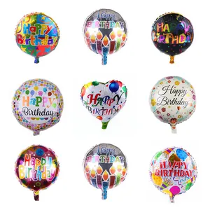Ballon Rond en Film d'Aluminium Happy Birthday pour Décoration de Fête Ballons en Hélium Métallique Articles de Fête