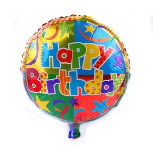 Ballon d'anniversaire rond 18 pouces en aluminium avec motifs colorés style comique