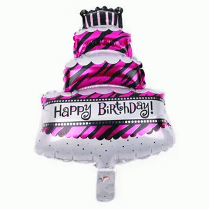 Ballon gâteau chocolat mini en aluminium avec motif zèbre pour décoration d'anniversaire