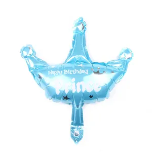 Mini ballon couronne bleue avec texte Happy Birthday Prince pour décoration anniversaire