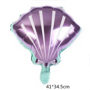 Mini ballon coquillage en aluminium violet et turquoise, 41x34,5cm pour décoration de fête