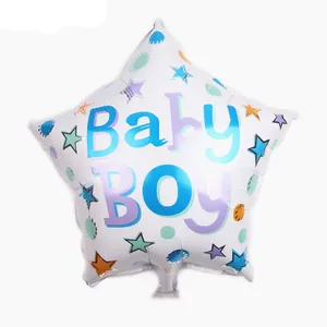 Star-shaped white foil balloon with Baby Boy gradient text for baby shower decorations