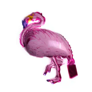 Close-up of pink flamingo foil balloon for baby birthday and party decorations