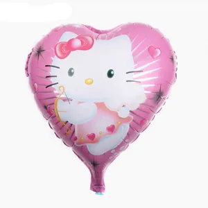 Macro shot of pink heart-shaped aluminum balloon with Cupid cartoon character