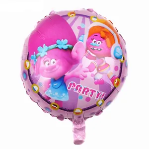 Detail of 18-inch Trolls Poppy pink gradient foil balloon with Party text and cake icons