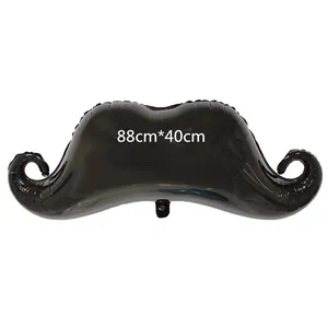 Détail du ballon en aluminium moustache noire 88cm*40cm pour décoration de fête