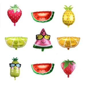 Ballons en Aluminium en Forme de Fruits Dessin Animé Fraise Ananas Pastèque Orange Citron Cerise Ballon en Aluminium pour Fête d'Anniversaire Mariage Décorations de Fête Tropicale d'Été