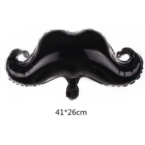 Grand ballon moustache noir en aluminium pour décoration de fête 41x26cm