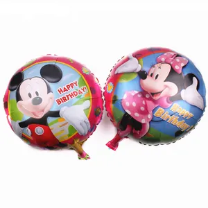 Detail of 18-inch Mickey and Minnie Mouse round foil balloons for birthday party decor
