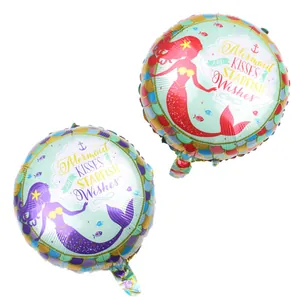 Details runder Meerjungfrau Folienballons mit Meeresmotiven und Starfish Wishes Text
