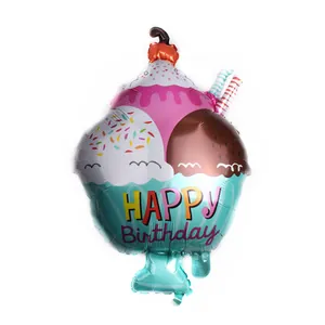 Globo de papel de aluminio con forma de cupcake Happy Birthday para cumpleaños