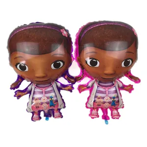 Detail of Doc McStuffins shaped foil balloons for cartoon animal party decorations