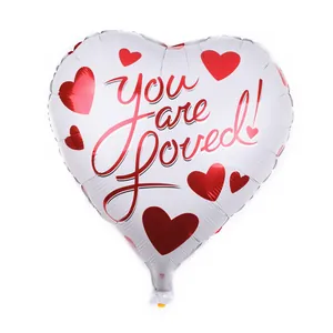 18-inch heart-shaped foil balloon with You are Loved text for Valentine decorations