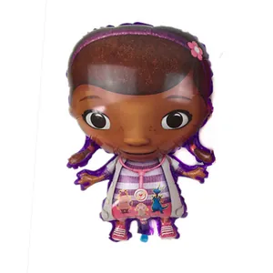 Detailed view of Doc McStuffins shaped foil balloon for medical themed birthday parties