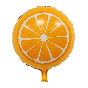 Ballon en aluminium rond motif tranche d orange avec texture fruitée pour fêtes