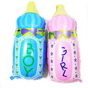 Ballons en aluminium biberon pour révélation de genre avec imprimés garçon et fille