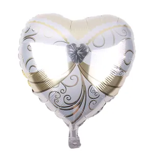 Ballon en aluminium de 18 pouces en forme de cœur avec motifs dorés pour décor de mariage