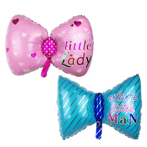 Ballons en aluminium en forme de nœud rose et bleu pour décoration de fête de bébé