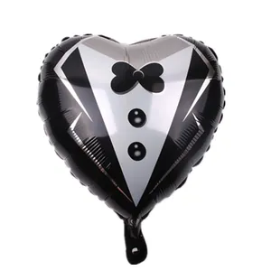 Ballon en aluminium de 18 pouces en forme de cœur avec design de smoking de mariage