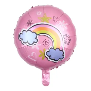 18-inch pink rainbow foil balloon with dreamy clouds and stars for party decoration