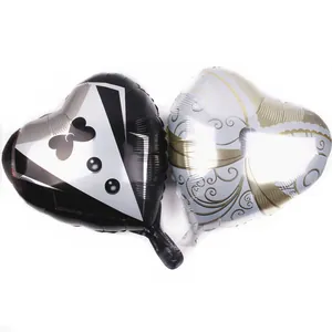 Ballons coeur 18 pouces avec motifs costume de marié et robe de mariée chic