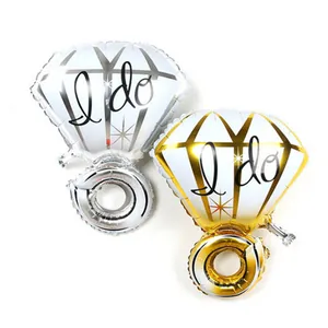 Ballons en aluminium en forme de bague diamant I Do or et argent pour décoration de mariage