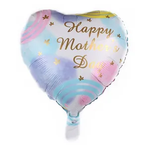 Palloncino in alluminio a cuore per la festa della mamma con strisce ad acquerello