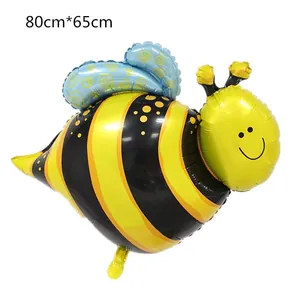 Cute large bee shaped foil balloon 80x65cm for children's birthday party decoration