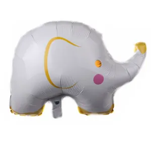 Süßer weißer Elefant Folienballon mit goldenen Ohren für Kindergeburtstag Dekoration