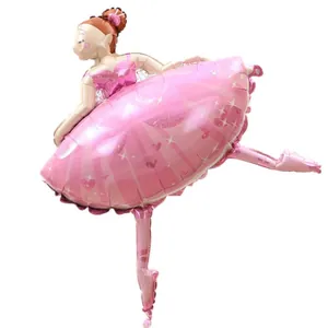 Palloncino in alluminio a ballerina rosa con stelle per decorazioni di compleanno