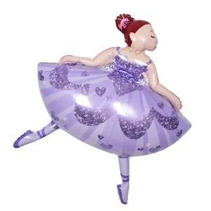 Grande palloncino in alluminio ballerina viola per feste di compleanno e decorazione