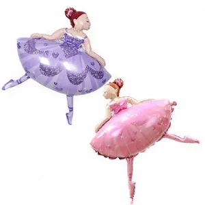 Grandi palloncini in alluminio ballerina rosa e viola per decorazioni di feste di compleanno