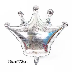 Ballon couronne en aluminium argenté pour décoration de mariage, taille 76cm x 72cm
