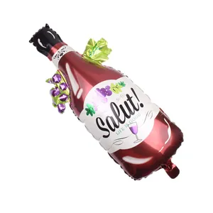 Red wine bottle foil balloon with Salut and Life is Good text for party decoration
