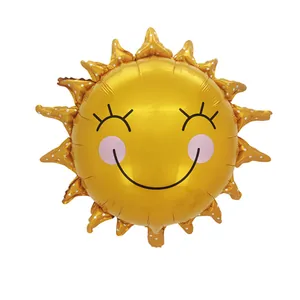 Palloncino in Foglio di Alluminio con Faccina Sorridente del Sole Dorato per Festa di Compleanno Bambini Decorazione Matrimonio Grande Palloncino in Mylar Metallico